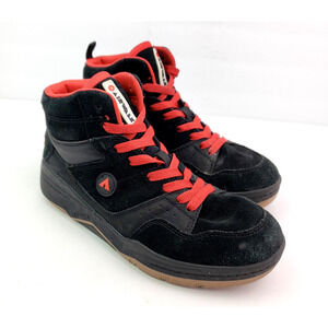 Airwalk Boys Size 4Y Black Red Leather Athletic Basketball Sneaker Shoes